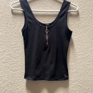 Black Zipper Tank Top